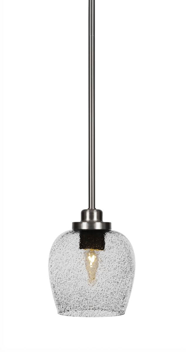 Toltec Lighting Odyssey 1 Light 6 inch Mini Pendant in Brushed Nickel with Smoke Bubble Glass 2601-BN-4812