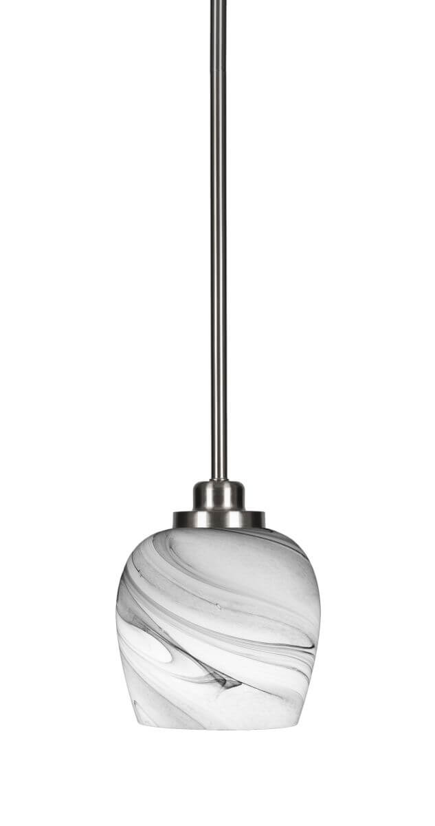 Toltec Lighting Odyssey 1 Light 6 inch Mini Pendant in Brushed Nickel with Onyx Swirl Glass 2601-BN-4819