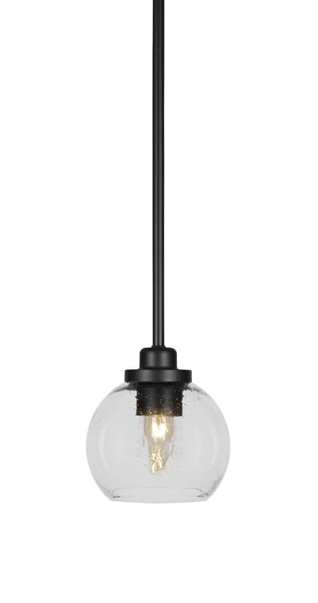 Toltec Lighting Odyssey 1 Light 6 inch Mini Pendant in Matte Black with Clear Bubble Glass 2601-MB-4100