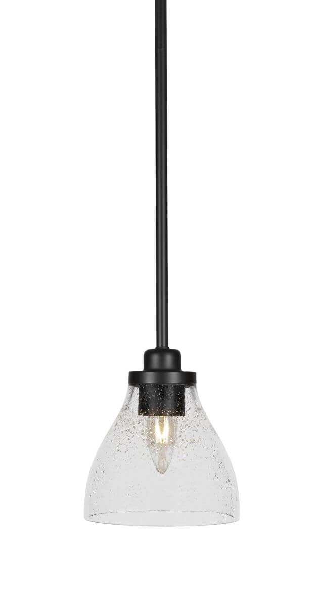 Toltec Lighting Odyssey 1 Light 6 inch Mini Pendant in Matte Black with Clear Bubble Glass 2601-MB-4760