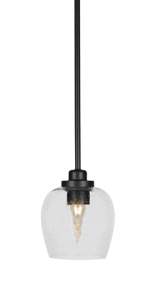 Toltec Lighting Odyssey 1 Light 6 inch Mini Pendant in Matte Black with Clear Bubble Glass 2601-MB-4810