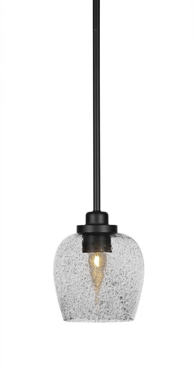 Toltec Lighting 2601-MB-4812 Odyssey 1 Light 6 inch Mini Pendant in Matte Black with Smoke Bubble Glass