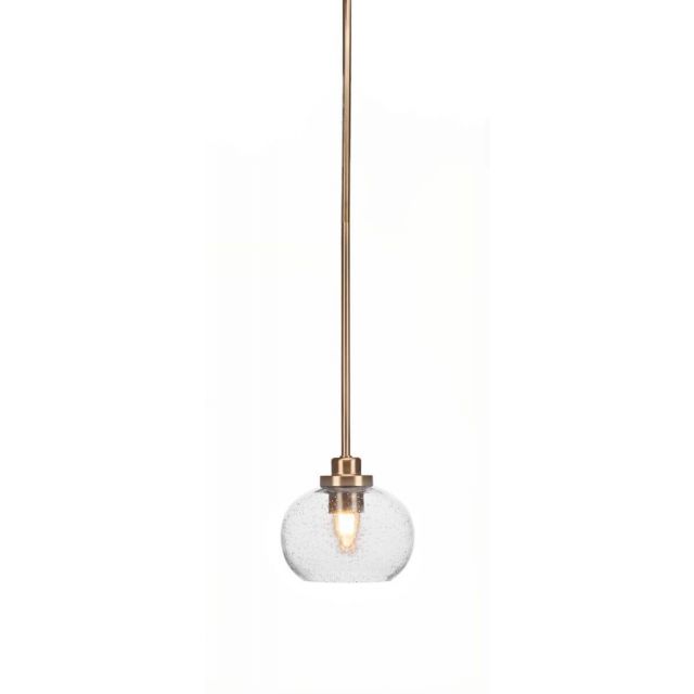 Toltec Lighting Odyssey 1 Light 7 inch Mini Pendant in New Age Brass with Clear Bubble Glass 2601-NAB-202