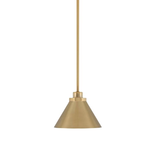Toltec Lighting Odyssey 1 Light 7 inch Mini Pendant in New Age Brass with New Age Brass Cone Metal Shade 2601-NAB-421