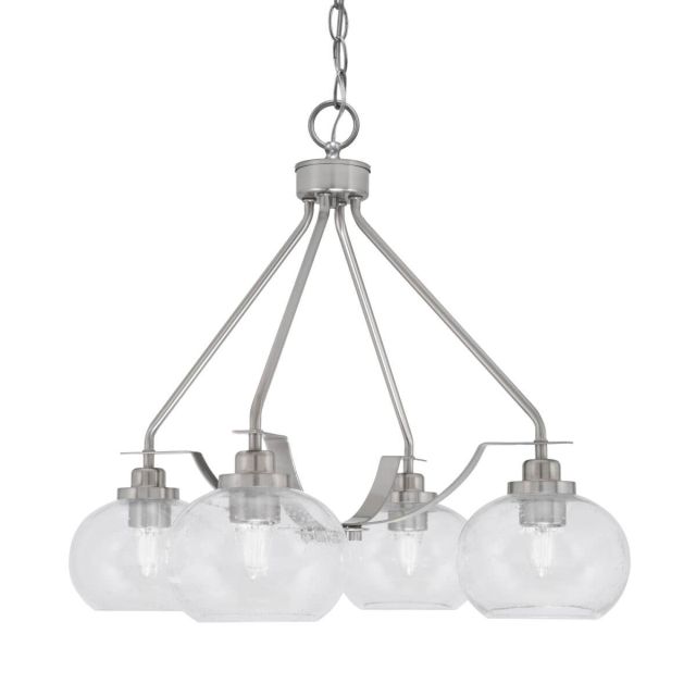 Toltec Lighting 2604-BN-202 Odyssey 3 Light 19 inch Chandelier in Brushed Nickel with 7 inch Clear Bubble Glass