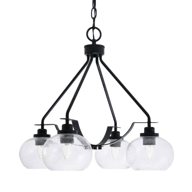 Toltec Lighting Odyssey 3 Light 19 inch Chandelier in Matte Black with 7 inch Clear Bubble Glass 2604-MB-202