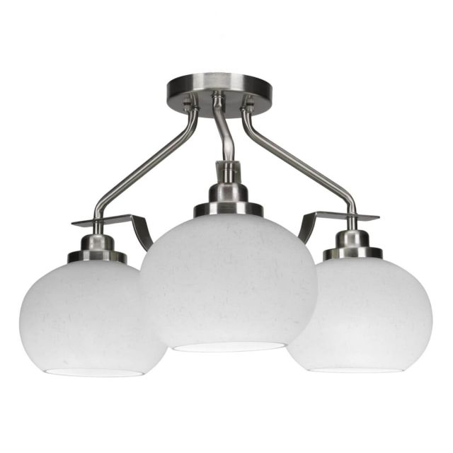 Toltec Lighting Odyssey 3 Light 18 inch Semi-Flush Mount in Brushed Nickel with White Muslin Glass 2607-BN-212
