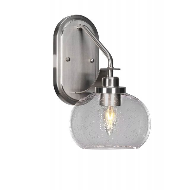 Toltec Lighting Odyssey 1 Light 12 inch Tall Wall Sconce in Brushed Nickel with Clear Bubble Glass 2611-BN-202