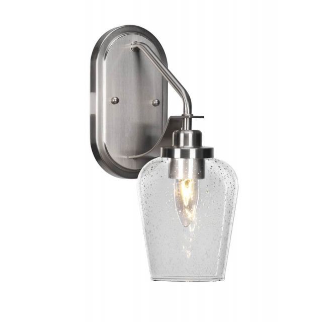 Toltec Lighting Odyssey 1 Light 13 inch Tall Wall Sconce in Brushed Nickel with Clear Bubble Glass 2611-BN-210