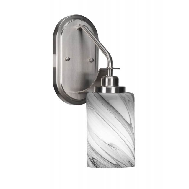 Toltec Lighting Odyssey 1 Light 13 inch Tall Wall Sconce in Brushed Nickel with Onyx Swirl Glass 2611-BN-3009