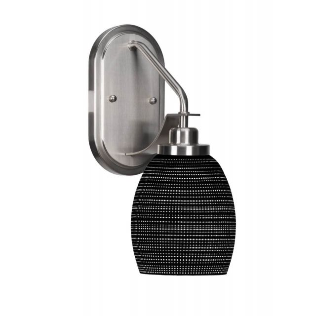 Toltec Lighting Odyssey 1 Light 13 inch Tall Wall Sconce in Brushed Nickel with Black Matrix Glass 2611-BN-4029
