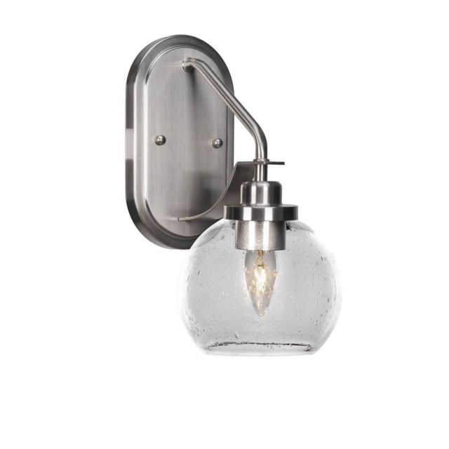 Toltec Lighting Odyssey 1 Light 13 inch Tall Wall Sconce in Brushed Nickel with Clear Bubble Glass 2611-BN-4100