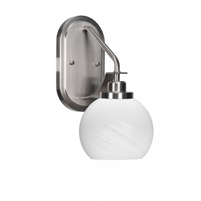 Toltec Lighting Odyssey 1 Light 13 inch Tall Wall Sconce in Brushed Nickel with White Marble Glass 2611-BN-4101