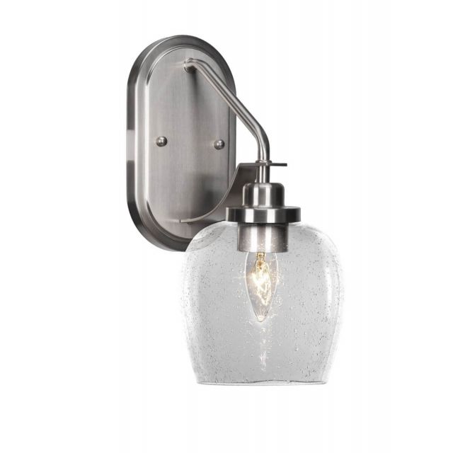 Toltec Lighting Odyssey 1 Light 14 inch Tall Wall Sconce in Brushed Nickel with Clear Bubble Glass 2611-BN-4810