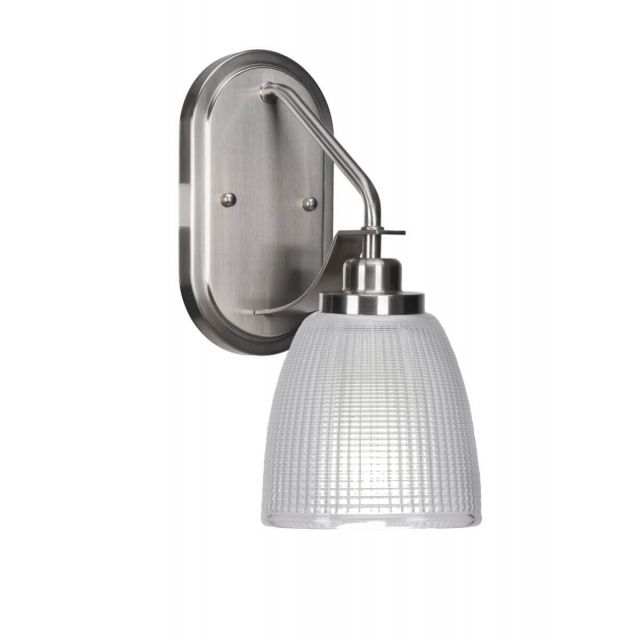 Toltec Lighting Odyssey 1 Light 12 inch Tall Wall Sconce in Brushed Nickel with Clear Ribbed Glass 2611-BN-500