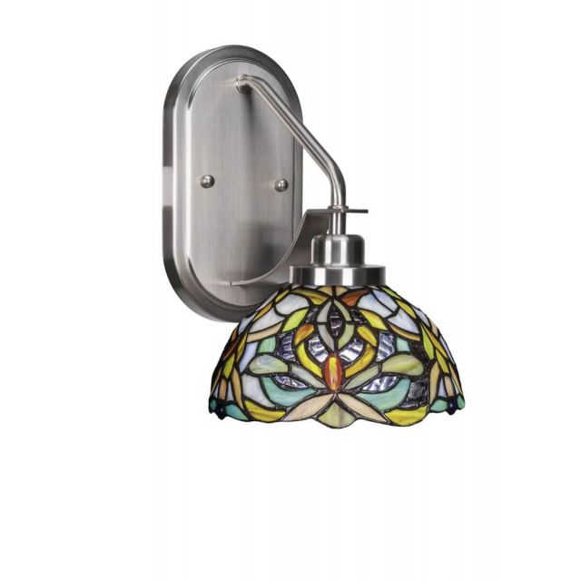 Toltec Lighting Odyssey 1 Light 12 inch Tall Wall Sconce in Brushed Nickel with Kaleidoscope Art Glass 2611-BN-9905