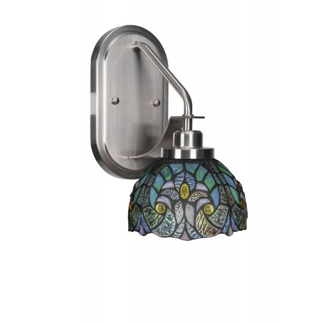 Toltec Lighting Odyssey 1 Light 12 inch Tall Wall Sconce in Brushed Nickel with Turquoise Cypress Art Glass 2611-BN-9925