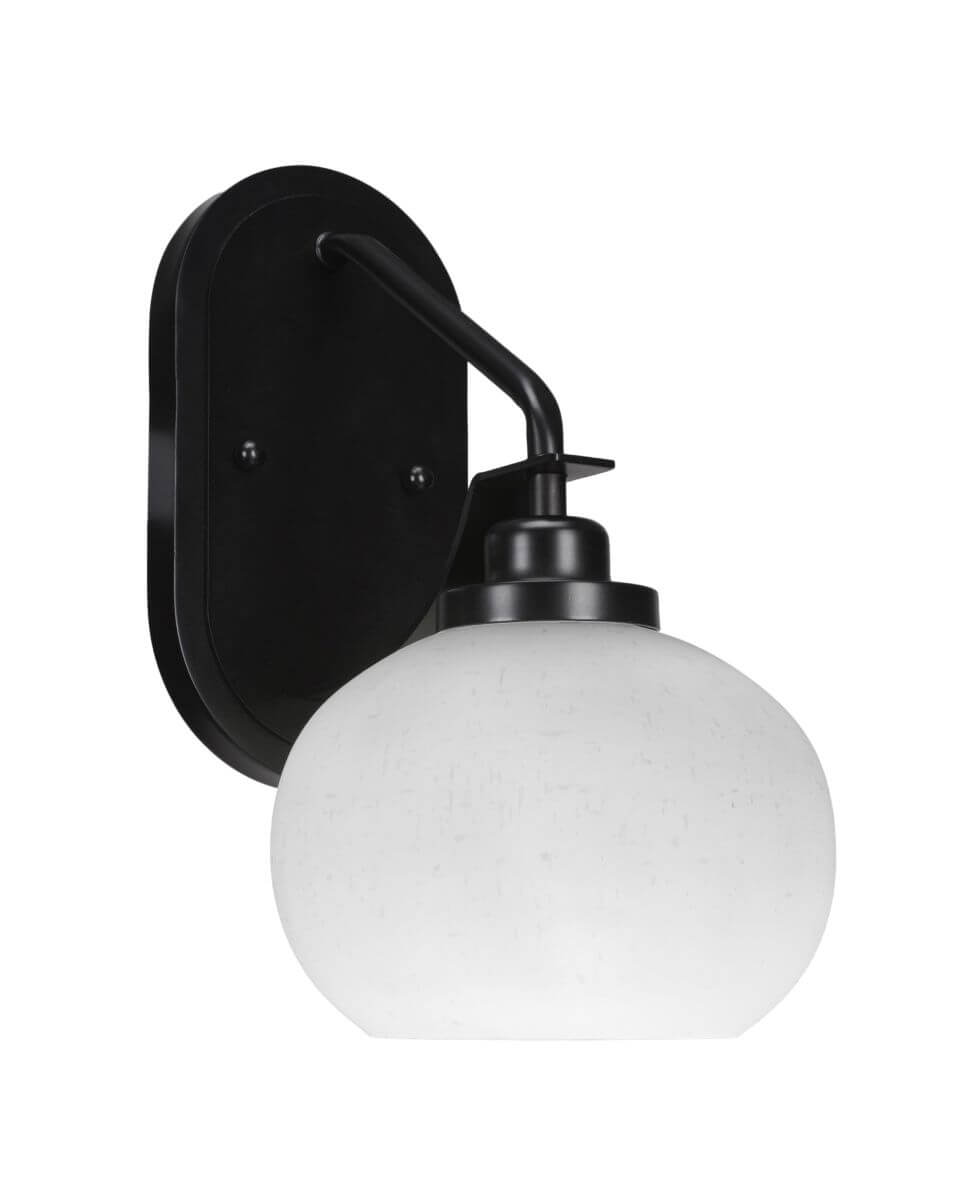 Toltec Lighting 2611-MB-212 Odyssey 1 Light 12 inch Tall Wall Sconce in Matte Black with 7 inch White Muslin Glass
