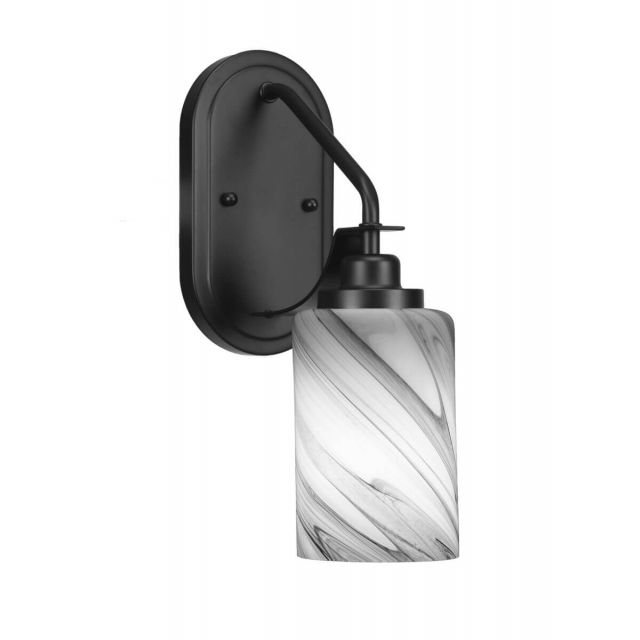 Toltec Lighting 2611-MB-3009 Odyssey 1 Light 13 inch Tall Wall Sconce In Matte Black with Onyx Swirl Glass