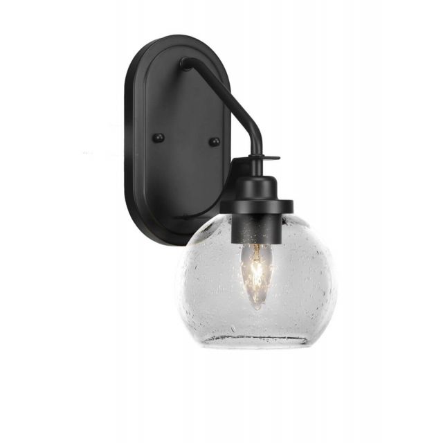 Toltec Lighting 2611-MB-4100 Odyssey 1 Light 13 inch Tall Wall Sconce In Matte Black with Clear Bubble Glass