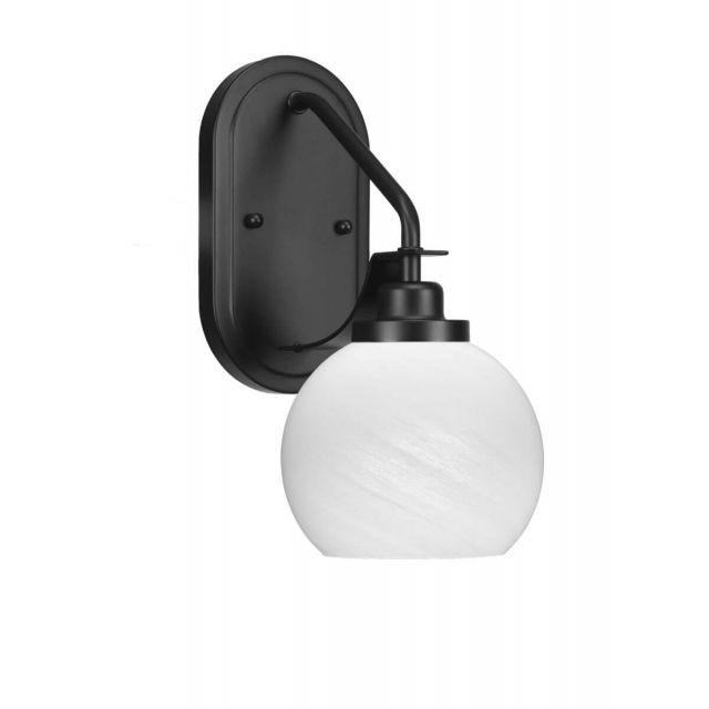 Toltec Lighting Odyssey 1 Light 13 inch Tall Wall Sconce In Matte Black with White Marble Glass 2611-MB-4101