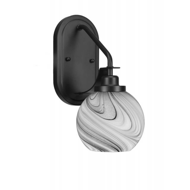 Toltec Lighting Odyssey 1 Light 13 inch Tall Wall Sconce In Matte Black with Onyx Swirl Glass 2611-MB-4109
