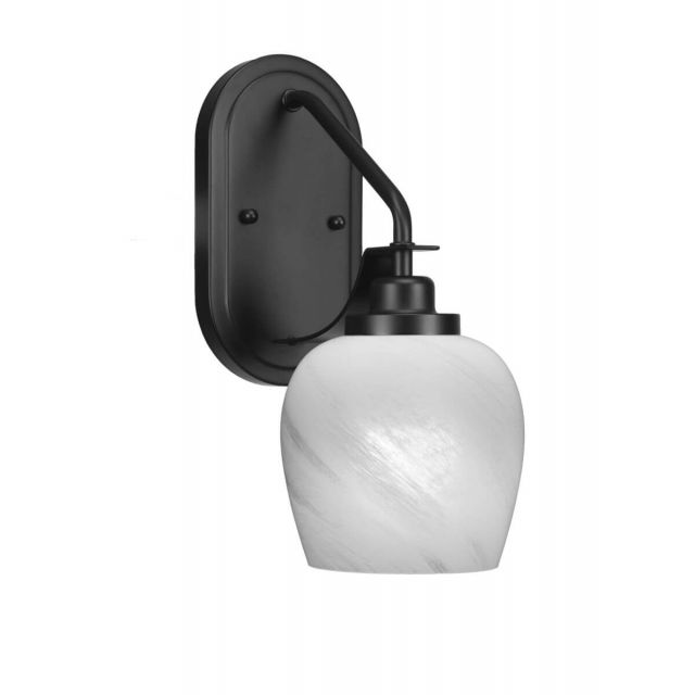 Toltec Lighting Odyssey 1 Light 14 inch Tall Wall Sconce In Matte Black with White Marble Glass 2611-MB-4811