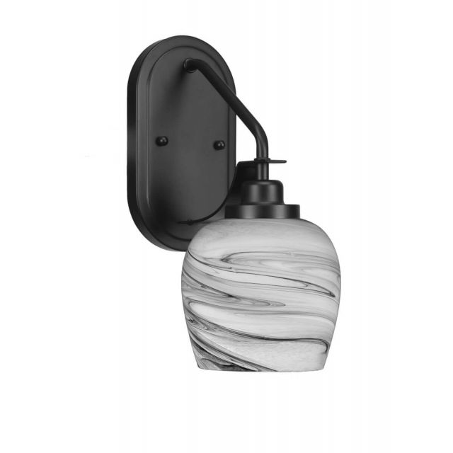 Toltec Lighting Odyssey 1 Light 14 inch Tall Wall Sconce In Matte Black with Onyx Swirl Glass 2611-MB-4819