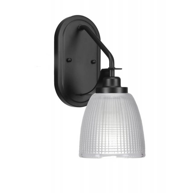 Toltec Lighting 2611-MB-500 Odyssey 1 Light 12 inch Tall Wall Sconce In Matte Black with Clear Ribbed Glass