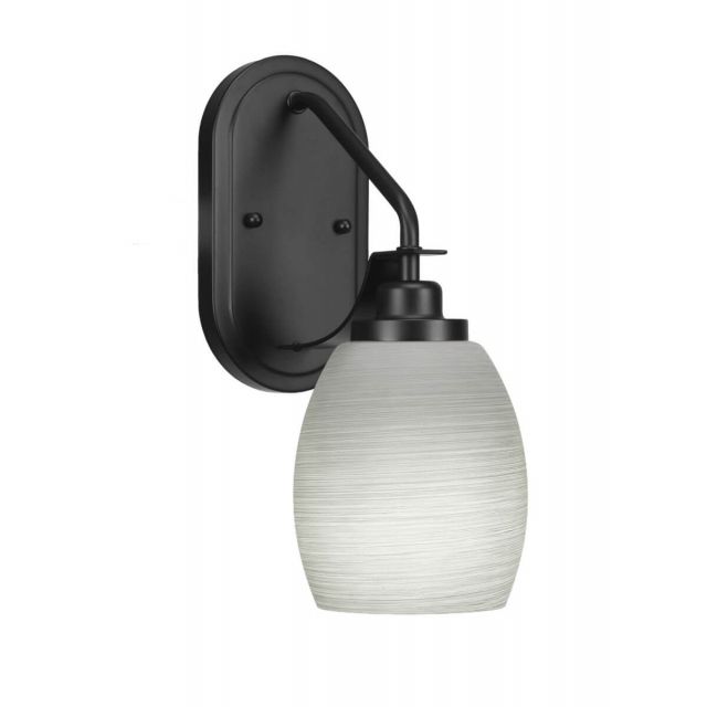 Toltec Lighting 2611-MB-615 Odyssey 1 Light 13 inch Tall Wall Sconce In Matte Black with White Linen Glass
