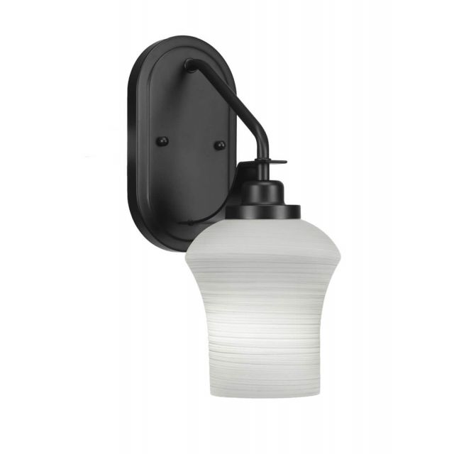 Toltec Lighting 2611-MB-681 Odyssey 1 Light 14 inch Tall Wall Sconce In Matte Black with Zilo White Linen Glass