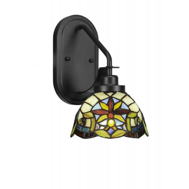 Toltec Lighting 2611-MB-9365 Odyssey 1 Light 11 inch Tall Wall Sconce In Matte Black with Earth Star Art Glass