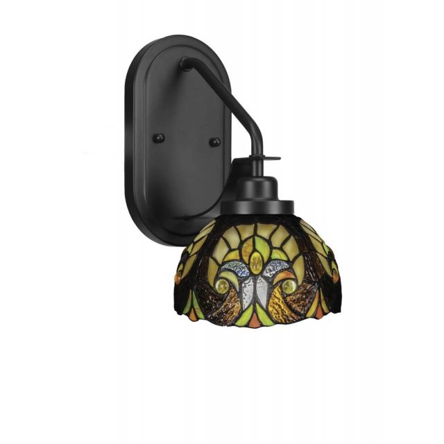 Toltec Lighting Odyssey 1 Light 12 inch Tall Wall Sconce In Matte Black with Ivory Cypress Art Glass 2611-MB-9945
