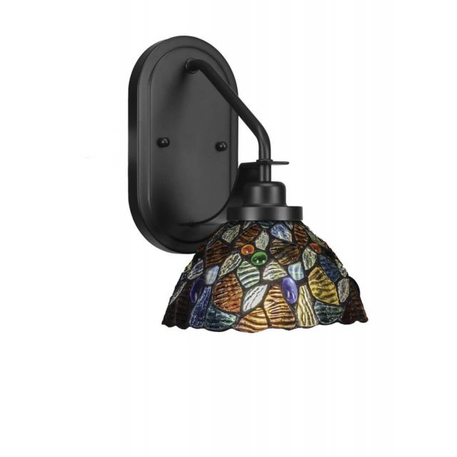 Toltec Lighting Odyssey 1 Light 11 inch Tall Wall Sconce In Matte Black with Blue Mosaic Art Glass 2611-MB-9955