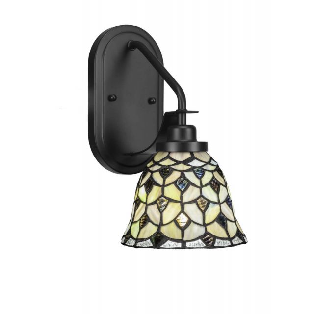 Toltec Lighting Odyssey 1 Light 13 inch Tall Wall Sconce In Matte Black with Crescent Art Glass 2611-MB-9965