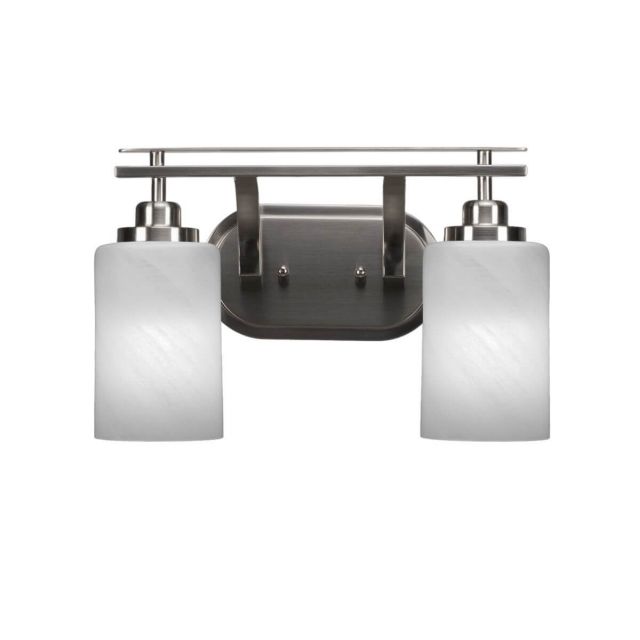 Toltec Lighting 2612-BN-3001 Odyssey 2 Light 15 inch Bath Bar in Brushed Nickel with White Marble Glass