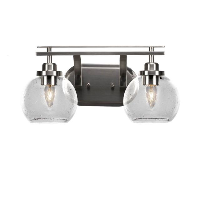 Toltec Lighting Odyssey 2 Light 17 inch Bath Bar in Brushed Nickel with Clear Bubble Glass 2612-BN-4100