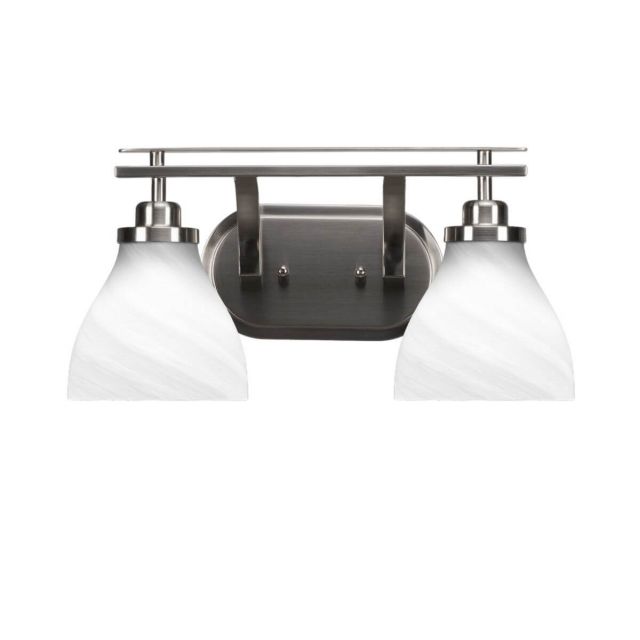 Toltec Lighting 2612-BN-4761 Odyssey 2 Light 17 inch Bath Bar in Brushed Nickel with White Marble Glass