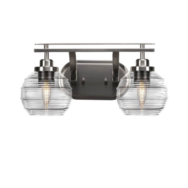 Toltec Lighting 2612-BN-5110 Odyssey 2 Light 17 inch Bath Bar in Brushed Nickel with Clear Ribbed Glass