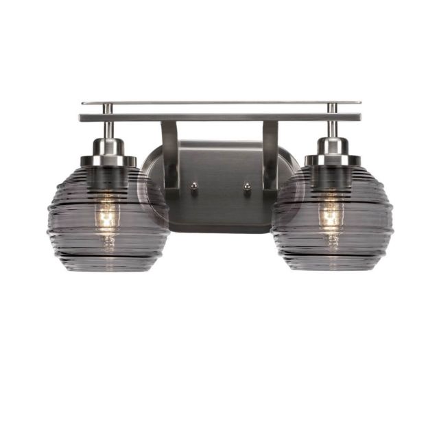 Toltec Lighting 2612-BN-5112 Odyssey 2 Light 17 inch Bath Bar in Brushed Nickel with Smoke Ribbed Glass