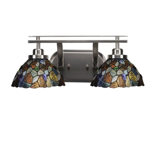 Toltec Lighting 2612-BN-9955 Odyssey 2 Light 18 inch Bath Bar in Brushed Nickel with Blue Mosaic Art Glass