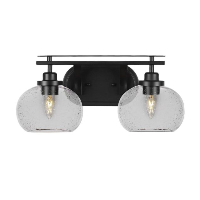 Toltec Lighting 2612-MB-202 Odyssey 2 Light 18 inch Bath Bar in Matte Black with Clear Bubble Glass
