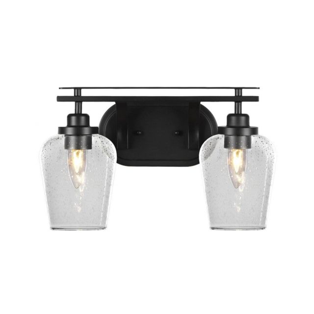 Toltec Lighting 2612-MB-210 Odyssey 2 Light 16 inch Bath Bar in Matte Black with Clear Bubble Glass