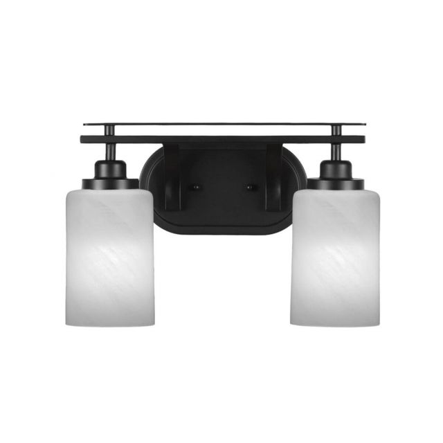 Toltec Lighting Odyssey 2 Light 15 inch Bath Bar in Matte Black with White Marble Glass 2612-MB-3001