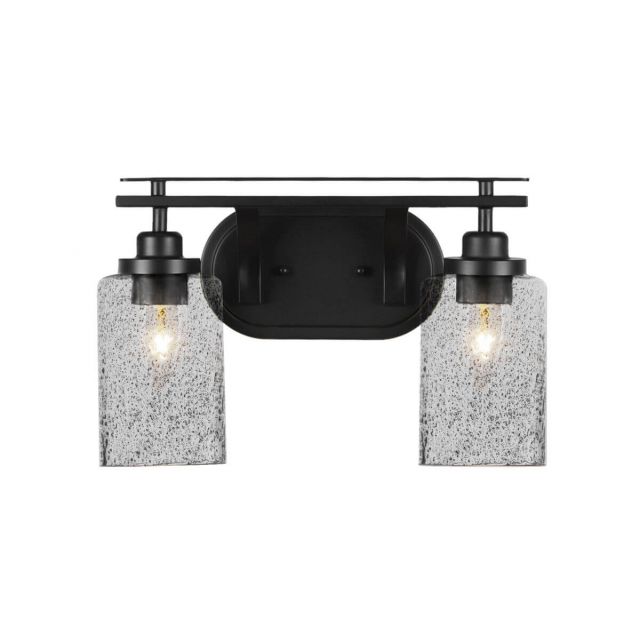 Toltec Lighting Odyssey 2 Light 15 inch Bath Bar in Matte Black with Smoke Bubble Glass 2612-MB-3002