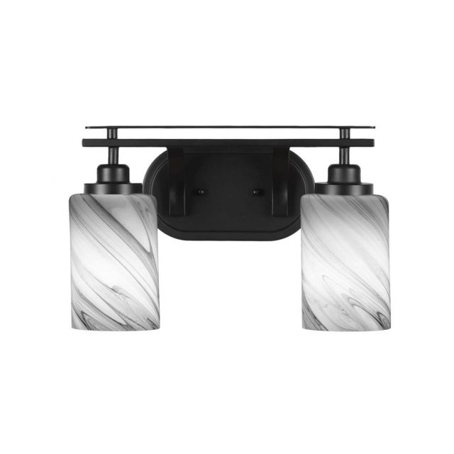Toltec Lighting Odyssey 2 Light 15 inch Bath Bar in Matte Black with Onyx Swirl Glass 2612-MB-3009