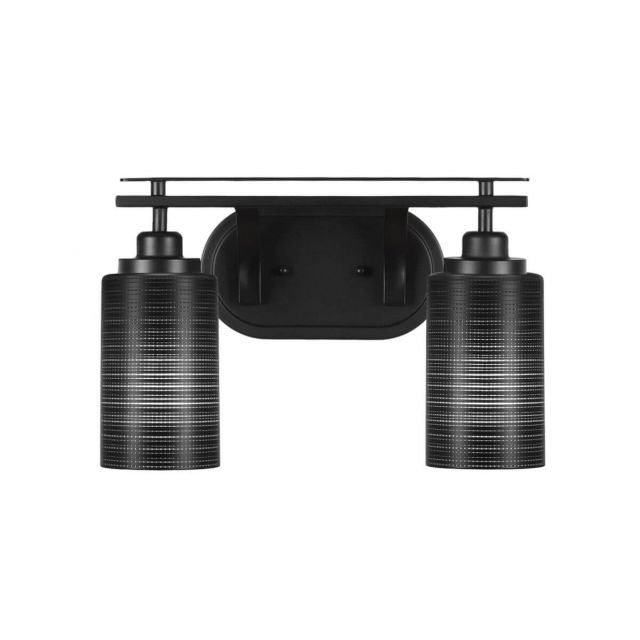 Toltec Lighting Odyssey 2 Light 15 inch Bath Bar in Matte Black with Black Matrix Glass 2612-MB-4069