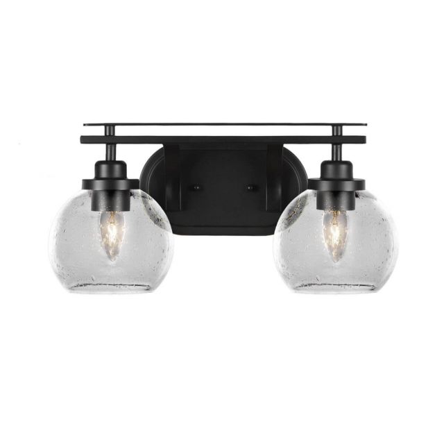 Toltec Lighting Odyssey 2 Light 17 inch Bath Bar in Matte Black with Clear Bubble Glass 2612-MB-4100