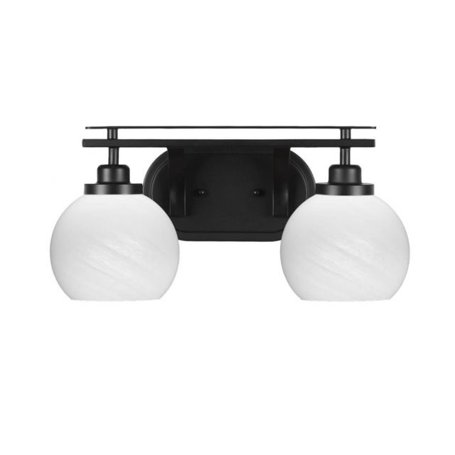 Toltec Lighting 2612-MB-4101 Odyssey 2 Light 17 inch Bath Bar in Matte Black with White Marble Glass