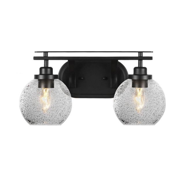 Toltec Lighting Odyssey 2 Light 17 inch Bath Bar in Matte Black with Smoke Bubble Glass 2612-MB-4102